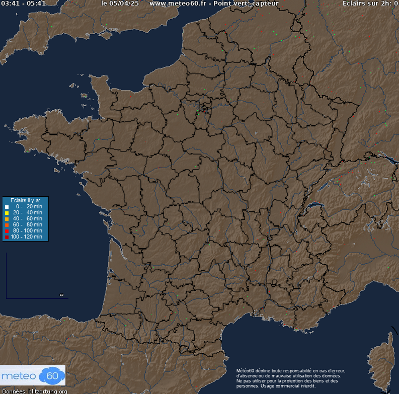 Carte Orages et foudres