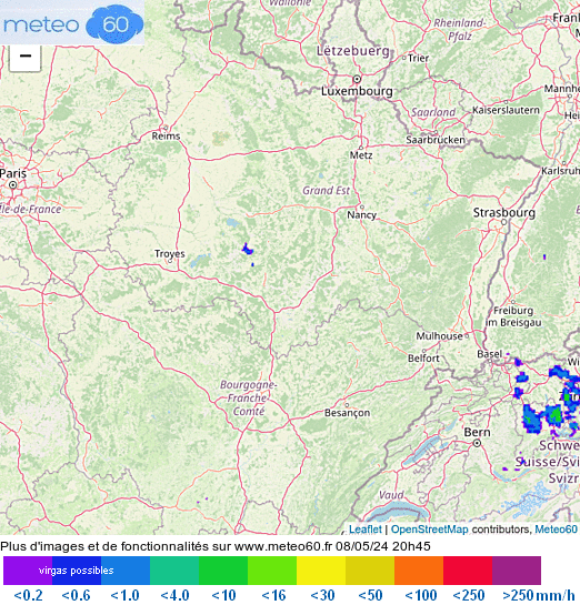 animation radar pluie en direct nord-est France
