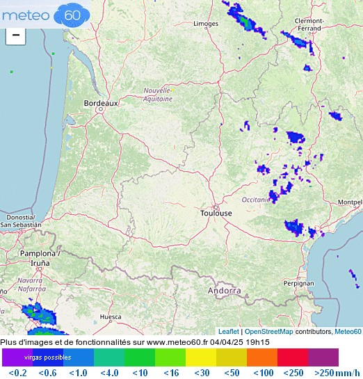 animation radar pluie en direct sud-ouest France