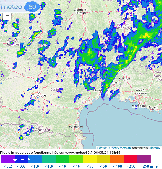 animation radar pluie en direct sud France